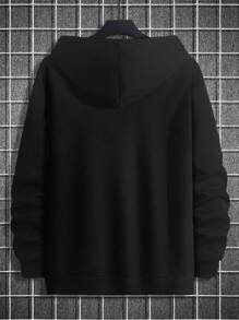 SHEIN Cottnline Men's Animal Print Hooded Long Sleeve Sweatshirt - Khaki - View 2