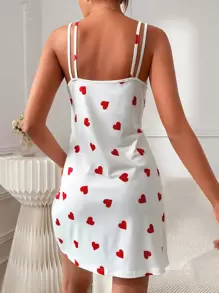 Women's Sleep Dress Pajama Dress With Heart Pattern - Multicolor - View 2