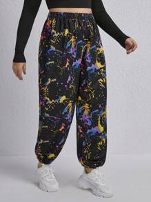 SHEIN EZwear Hơn In Splash Ink Quần thể thao - Nhiều màu - Xem 6