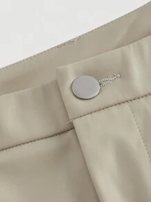 SHEIN MOD 净色阔腿裤 - 杏色 - 查看 4