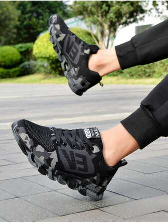 Unisex Casual Camouflage Military Training Shoes, Breathable Anti-Slip Durable Hiking Sneakers, Outdoor Work Shoes