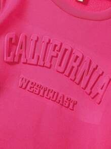 SHEIN Young Girl Pink Sports Leisure 2pcs Outfits For Spring And Autumn - Hot Pink - View 3