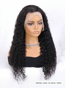 13x4 水波紋前綁式人髮Lace Front Wig，長度22-26 英吋，透明髮線180%密度漂白結點，女士用天然黑色預擺放髮線 - SNatural - 查看 2