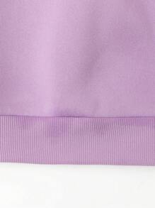 Calvaya Plus Letter Graphic Drop Shoulder Sweatshirt - Purple - View 5