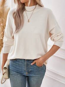 SHEIN Essnce 女式長袖毛衣 - 米色 - 查看 3