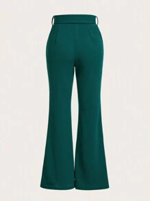 SHEIN Clasi Mặt trước đường may Thắt lưng Quần ống loe - màu xanh lá - Xem 2