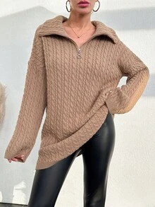 EURMUSE 女士針織雪紡下垂肩毛衣