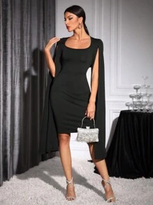 Allurite Của phụ nữ Áo choàng Tay áo Đầm - màu đen - Xem 2