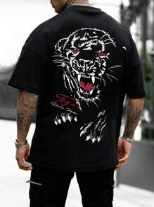 Manfinity LEGND Men's Animal Print T-shirt With Back Design - Black - View 1