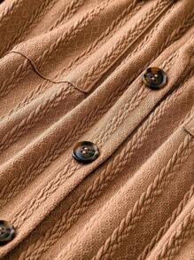 EMERY ROSE Kích thước lớn Màu thuần Túi có nắp Áo sơ mi - Cà phê nâu - Xem 3