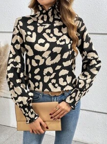 SHEIN Frenchy 女款全印花燈籠袖襯衫 - 彩色 - 查看 1