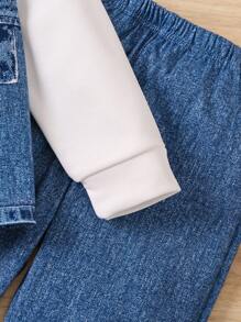 SHEIN Young Boy Letter Print 2 In 1 Hooded Jacket And Pants Set For Fall/Winter - Blue - View 4