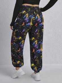 SHEIN EZwear Hơn In Splash Ink Quần thể thao - Nhiều màu - Xem 2