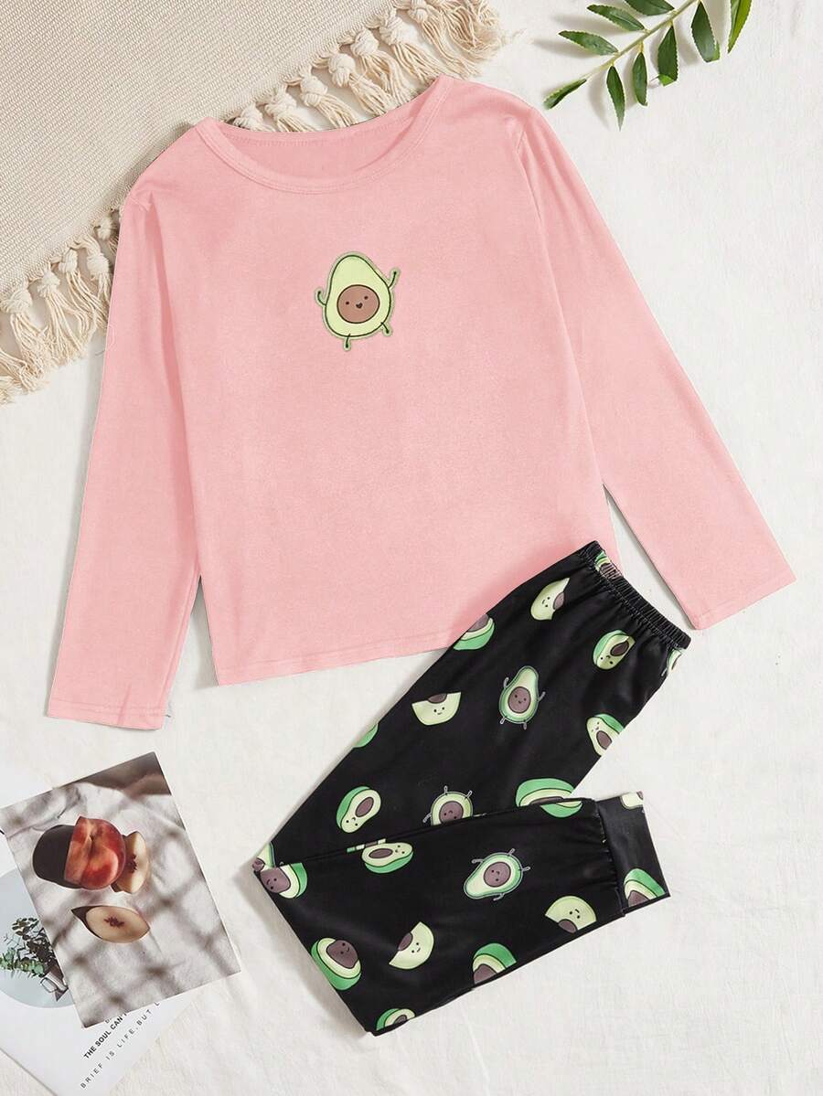 Girls' (big) Avocado Print Homewear Set - Pink - View 1