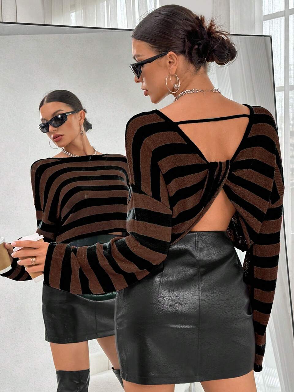 Women's Striped Drop Shoulder Sweater