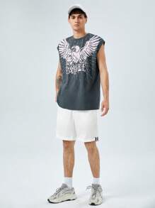 Manfinity VCAY 男士反摺褲腳短褲 - 白色 - 查看 5