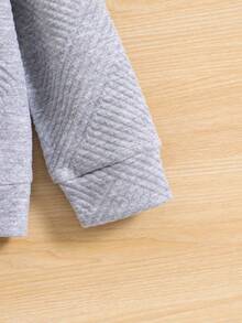 SHEIN Young Boy Half Turtleneck Pullover Sweatshirt - Grey - View 4