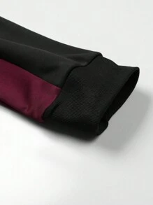 Manfinity Sport Corelite 男友风男式拼色抽绳运动夹克健身上衣 - 黑色 - 查看 3