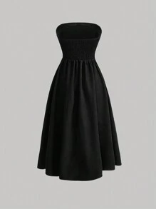 SHEIN MOD Bow Front Tube Dress - Black and White - View 2