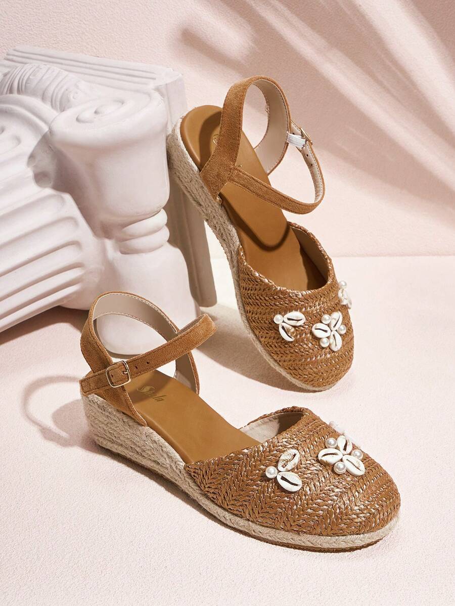 SheIn VCAY 女式坡跟鞋和厚底鞋 - 咖啡棕 - 查看 1