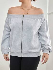 RueChic 大尺碼衛衣 - 灰色 - 查看 3