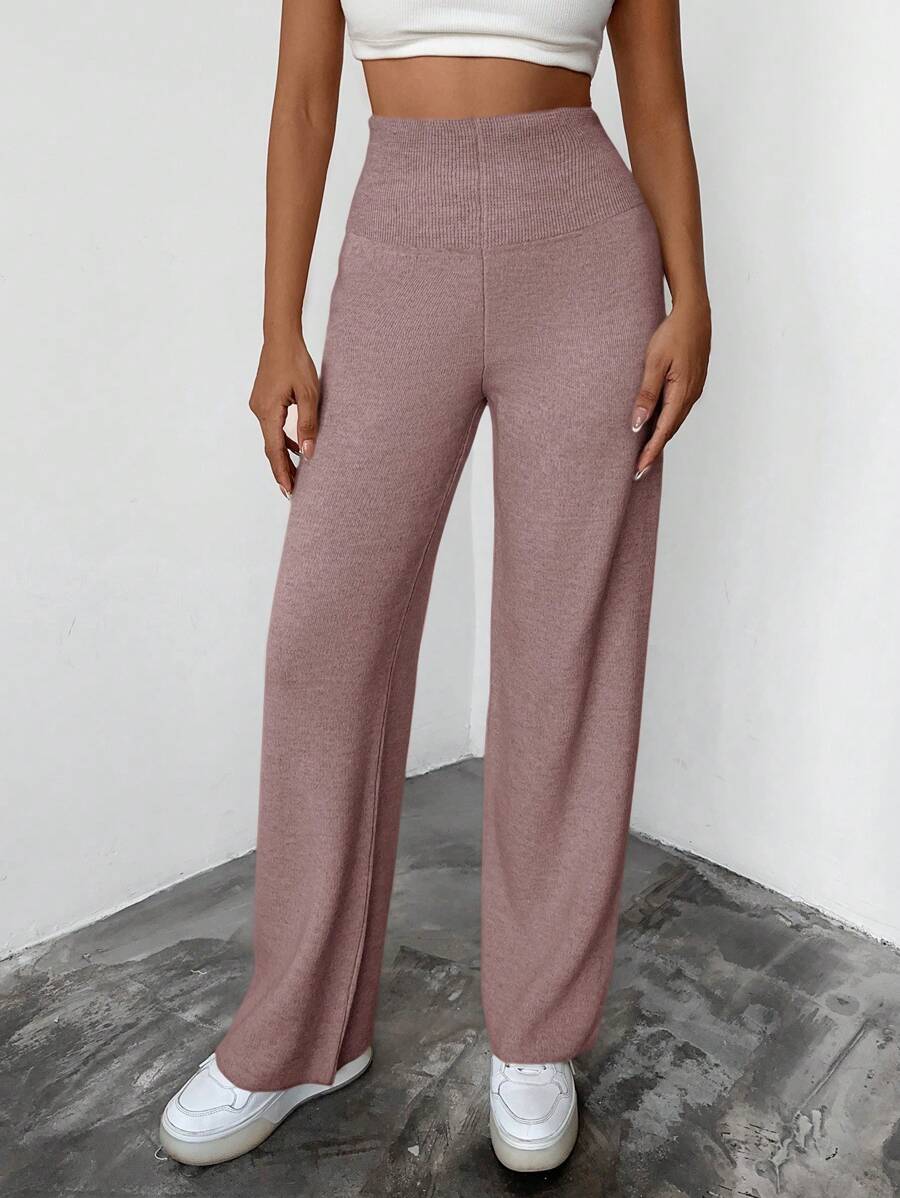 EURMUSE Damski Prosta nogawka Robić na Drutach Spodnie