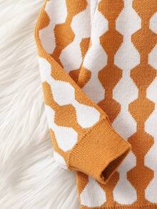 男童拼色釦扣針織開衫 - 黃色 - 查看 5