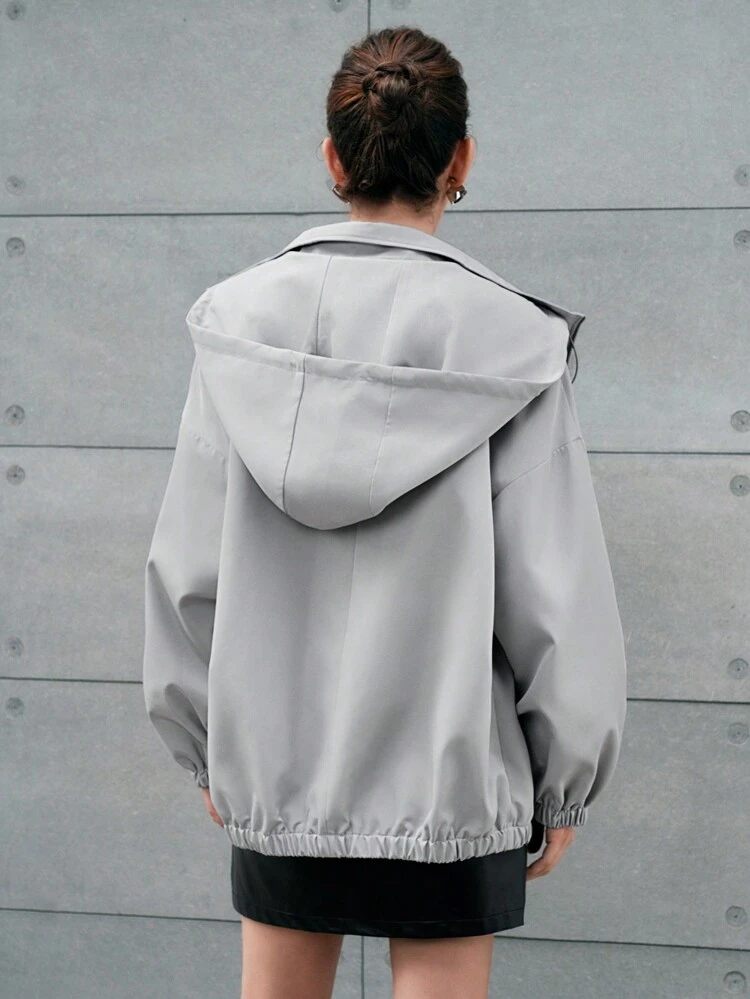 Solid Color Zipper Jacket Coat