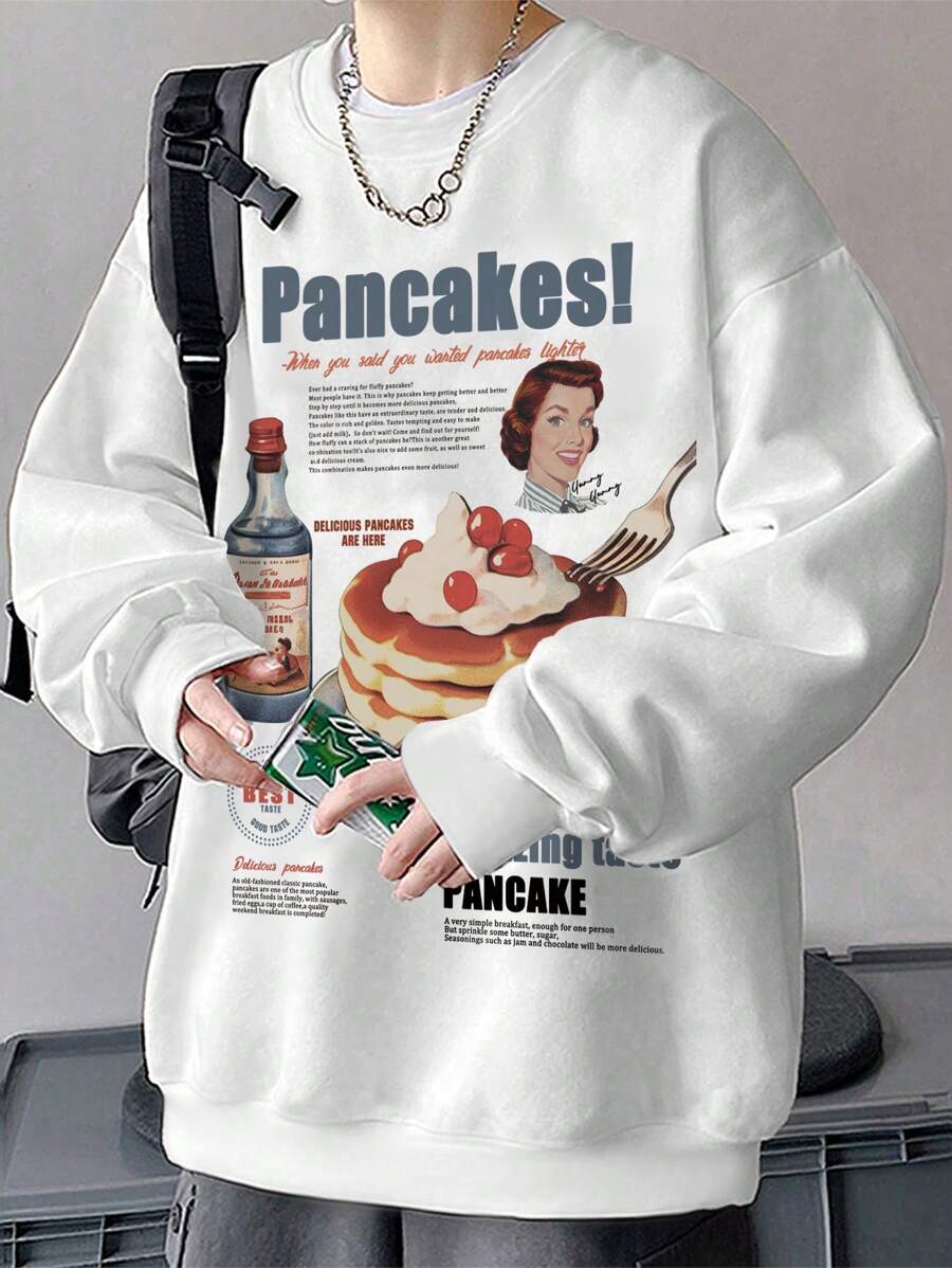 Manfinity Hypemode 男士寬鬆版型印花圖案連帽衫 - 白色 - 查看 1