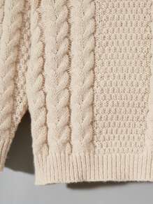 SHEIN Young Boys' Round Neck Knitted Sweater - Khaki - View 7