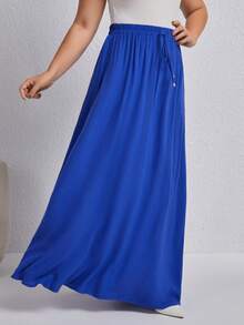 SHEIN LUNE 修身扣前長裙 - 寶藍色 - 查看 4