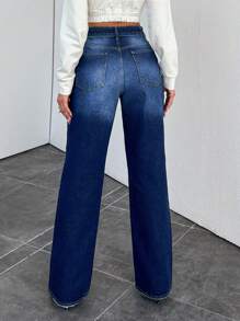 Ripped Straight Leg Jeans