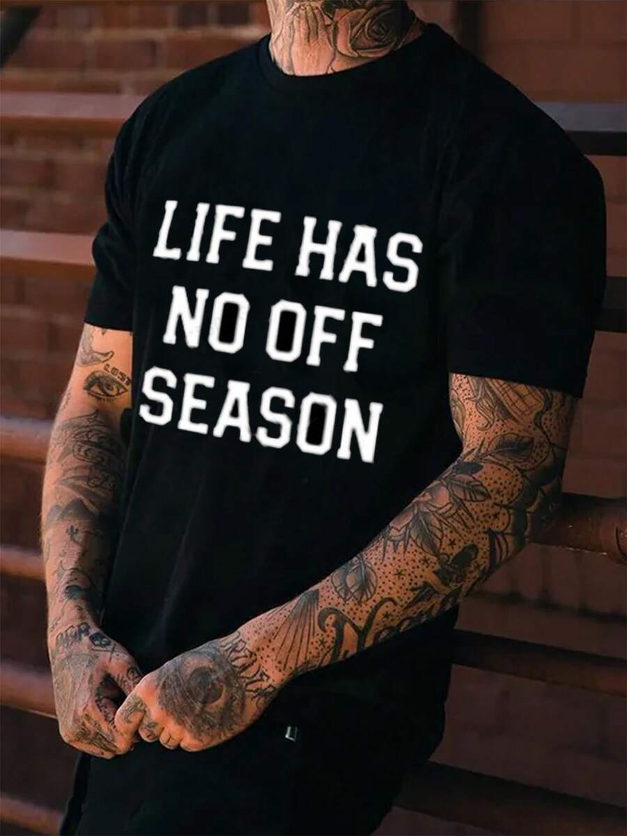Manfinity LEGND Men's Plus Size Slogan Printed T-shirt - Black - View 1