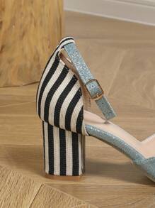 Của phụ nữ Cao gót Xu hướng: Cắt giảm Thanh lịch Dép Quai Quai Mắt Cá Chân Giày nữ Baotou - Màu xanh nhạt - Xem 5