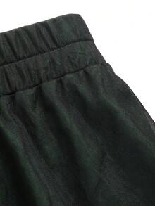 FRIFUL Women's Elastic Waist Mesh Skirt - Black - View 7