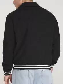 Manfinity NXTstreet Veste Côtelée Pour Homme Avec Broderie De Lettres - Noir - Voir 2