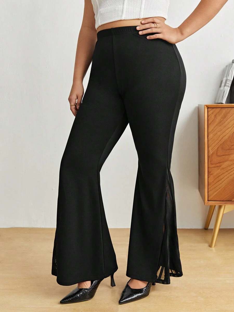 BizChic Hơn Cao eo Viền chia cắt Quần ống loe - màu đen - Xem 1