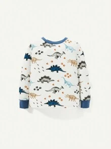 Cozy Pixies Baby Boy Snug Fit Pajama Set, Including Crew Neck Top And Footed Pants