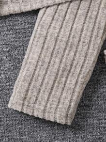 SHEIN Tween Girl Casual & Elegant Áo ba lỗ ấm áp, quần dài và áo khoác dài Bộ 2-3 chiếc - Màu be - Xem 4