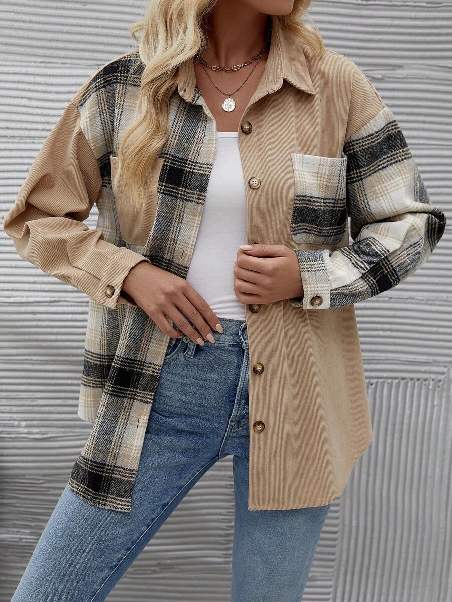 SHEIN LUNE In kẻ sọc Thả vai áo - Nhiều màu - Xem 1