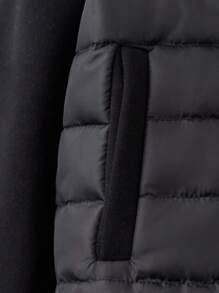 SHEIN Boys' Hooded Padded Coat, Winter - الأسود - مشاهدة 3