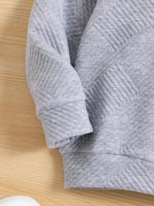 SHEIN Young Boy Half Turtleneck Pullover Sweatshirt - Grey - View 6