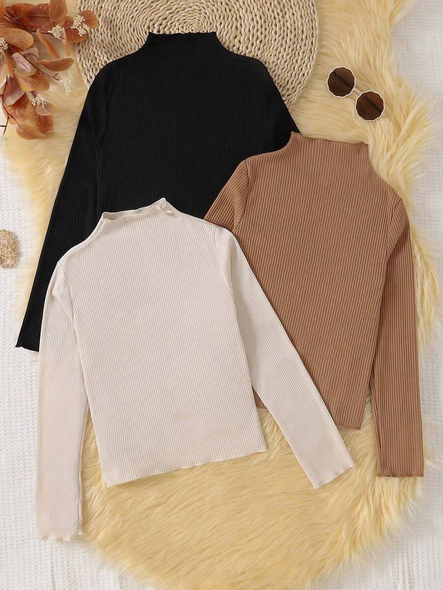 青少女純色與條紋3件套t恤 - 彩色 - 查看 1