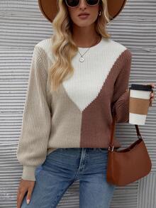 EMERY ROSE 女性拼色套頭毛衣 - 彩色 - 查看 4