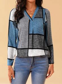 SHEIN Tall Camisa De Color En Contraste Para Mujer - Negro - Ver 4