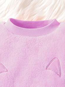 女嬰嬰兒卡通刺繡絨毛衛衣和褲子