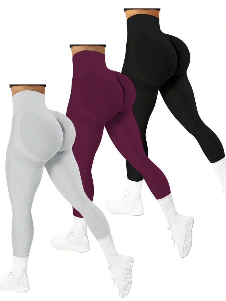 Easithlete 無縫高彈性運動打底褲 - 彩色 - 查看 1