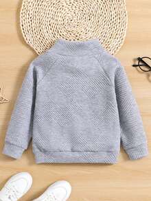 SHEIN Young Boy Half Turtleneck Pullover Sweatshirt - Grey - View 2