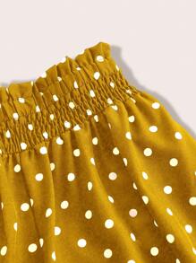 SHEIN Unity Women's Polka Dot Print Shirred Pants - Yellow - View 3