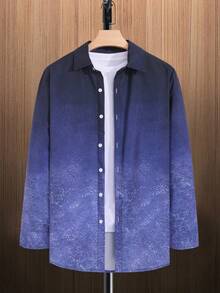 Manfinity LEGND Men's Gradient Button Shirt - Royal Blue - View 3